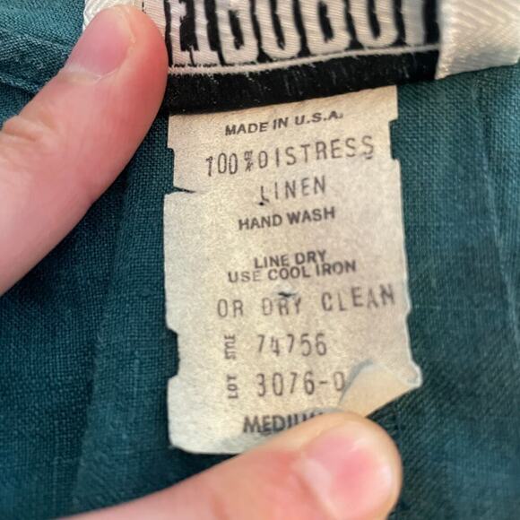 Vintage Linen Lagenlook Cropped Jacket Womens Medium Metropole Green Lightweight - Picture 5 of 11